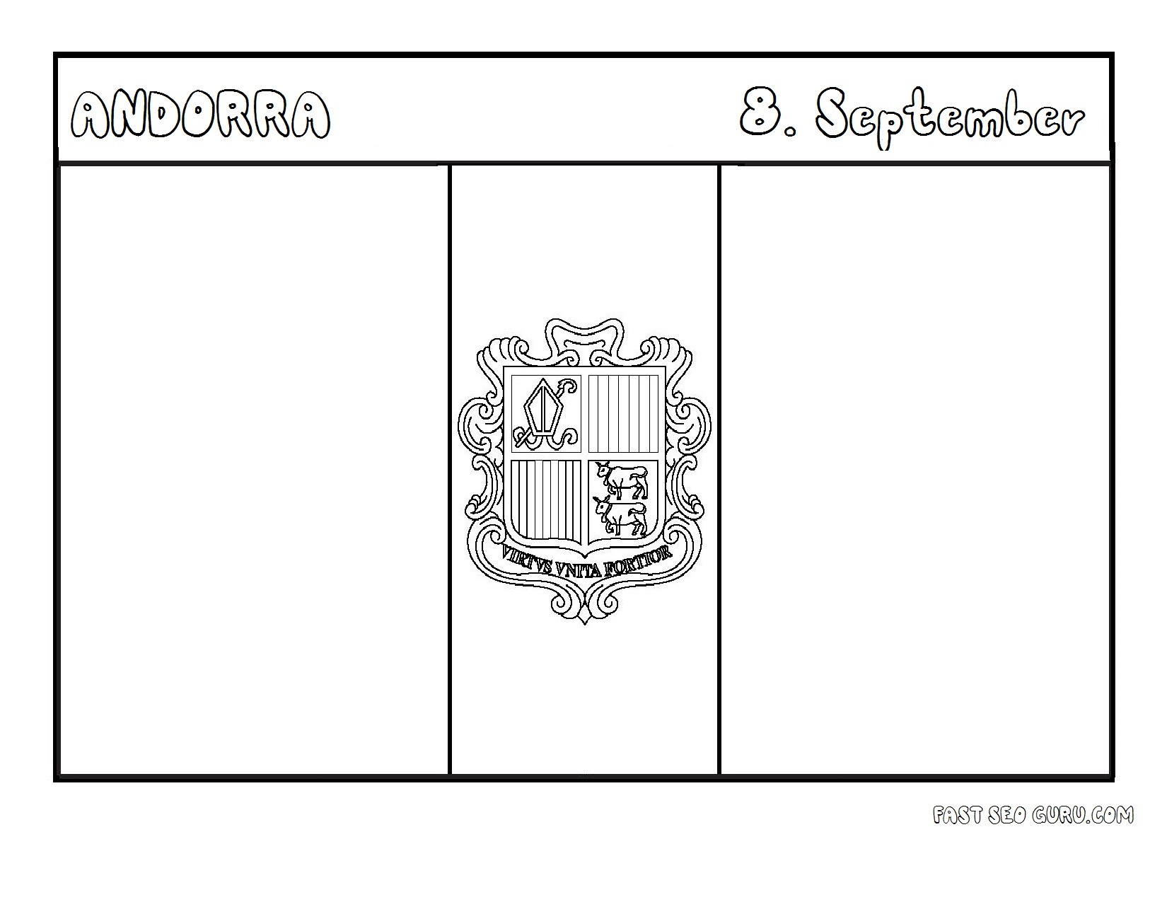 Printable flag of andorra coloring page